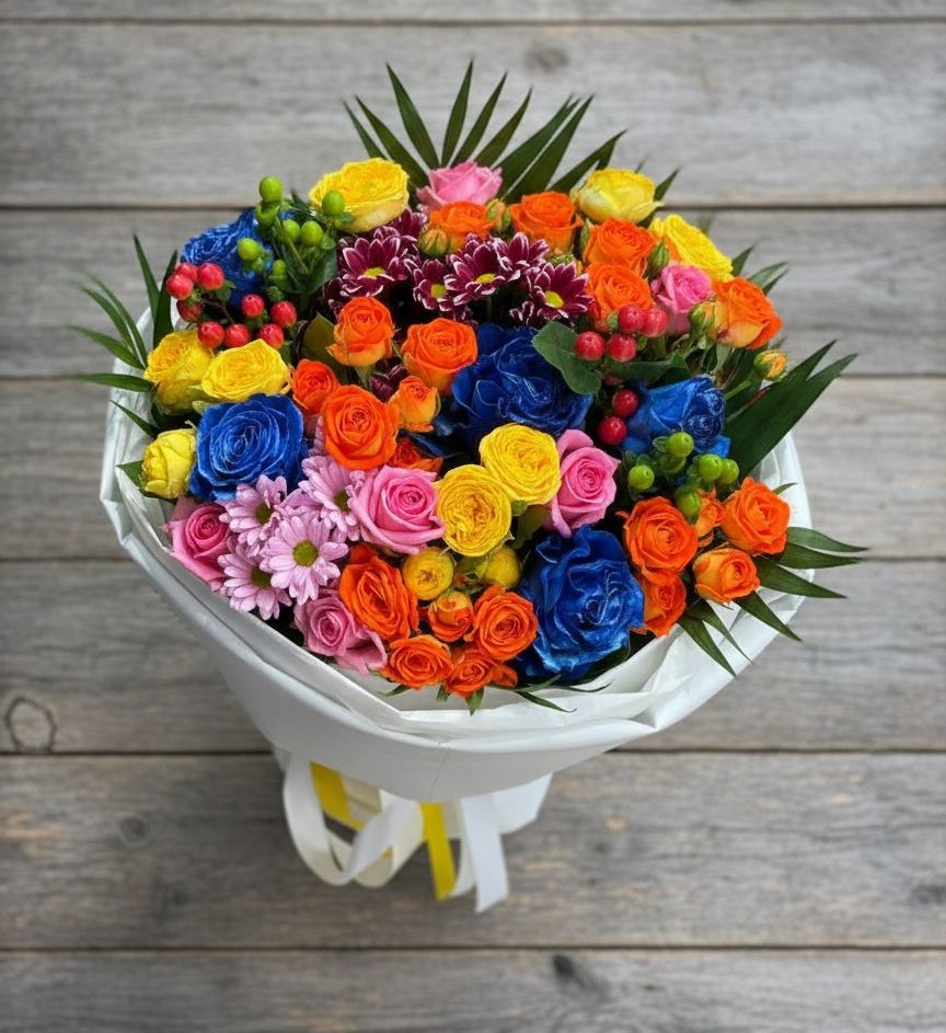 Букет цветов из: Розы и Хризантемы в Беспятово