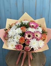 Букет цветов из:  Розы, Герберы и Хризантемы #REPLACE_PRED# Беспятово