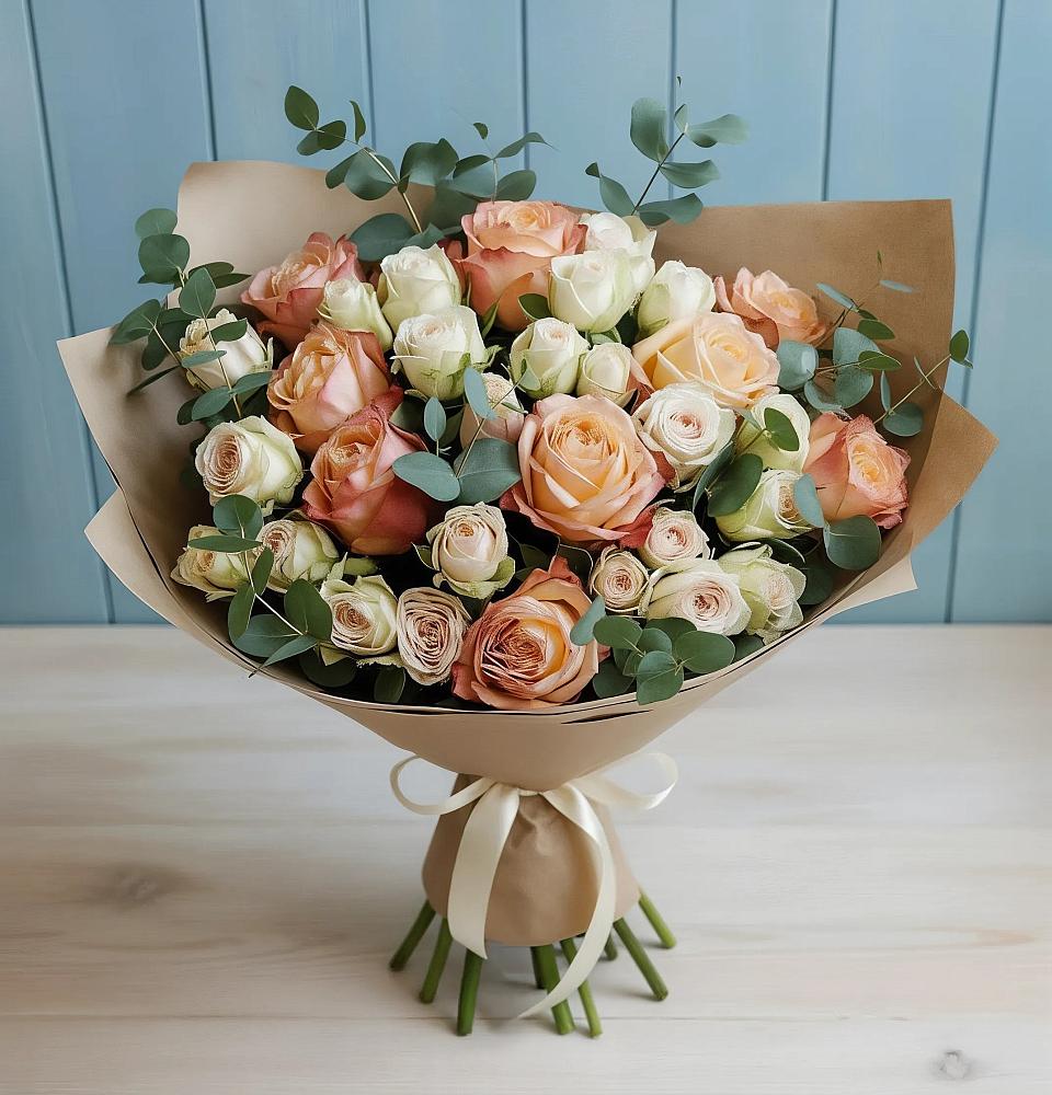 Букет цветов из: Альстромерии и Розы в Беспятово