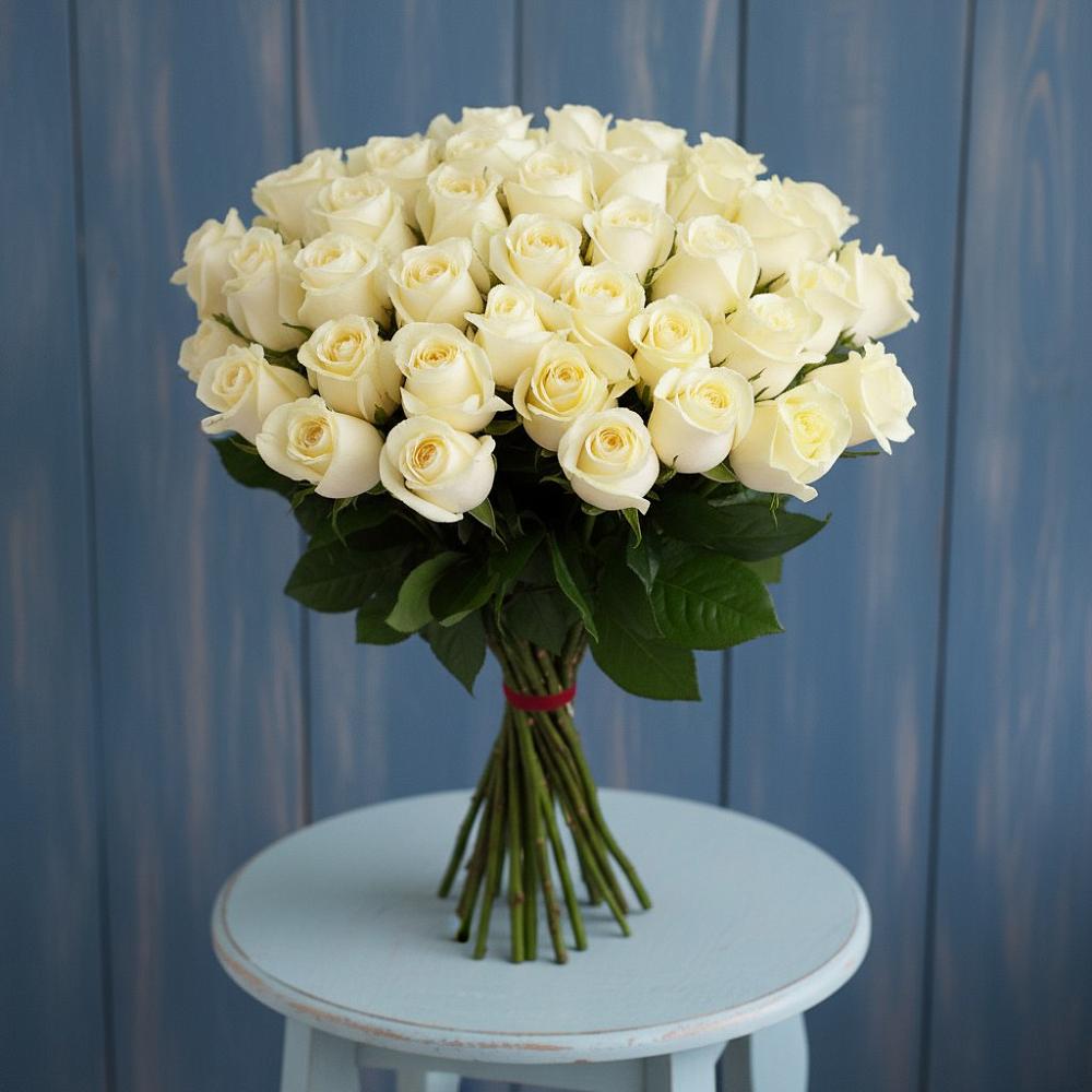 Букет 51 Белая роза Эдлесс Лав в Беспятово