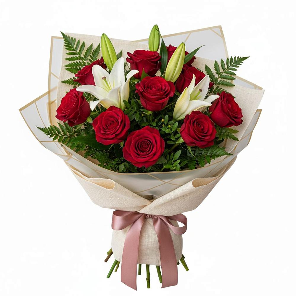 Букет цветов из: Лилии и Розы в Беспятово