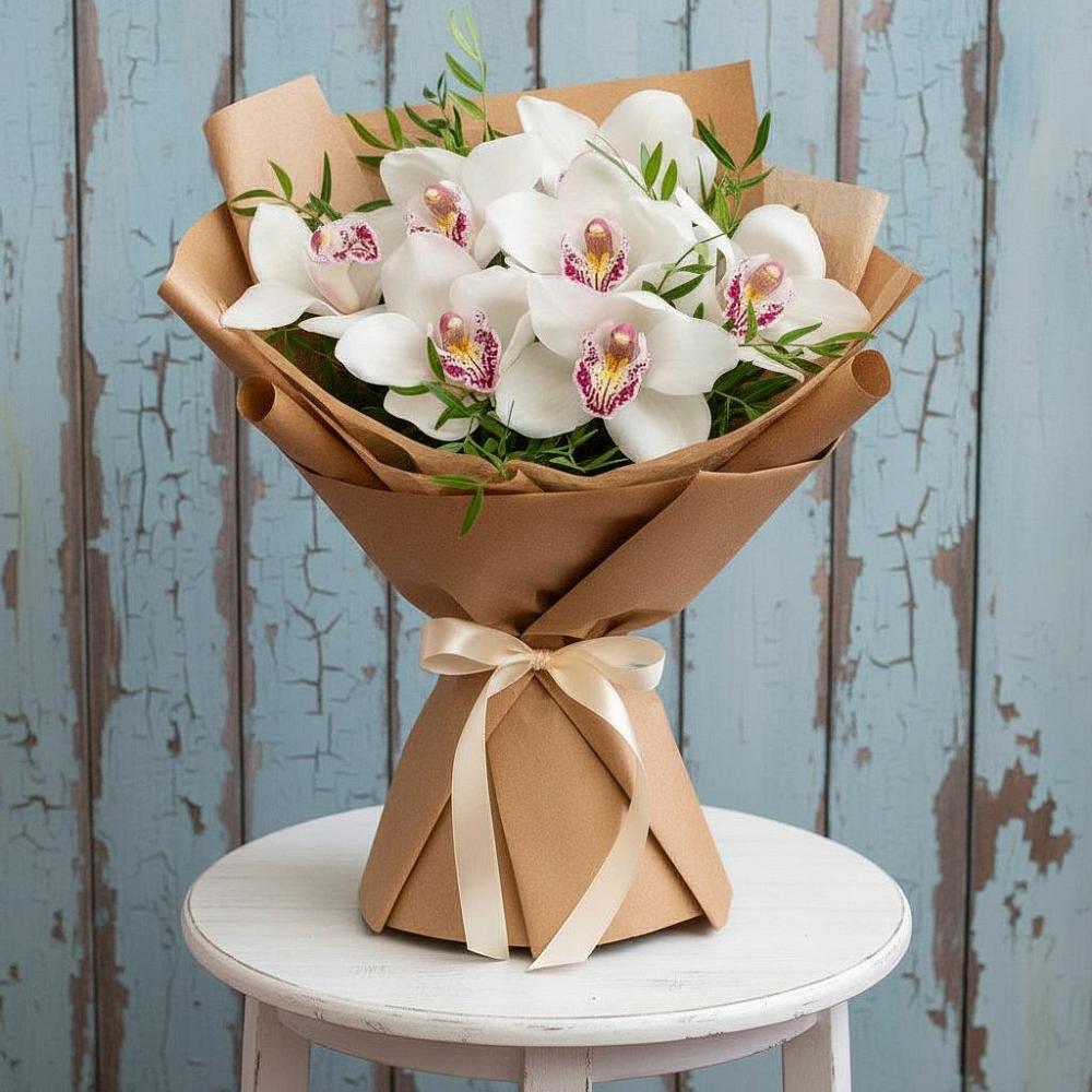Букет цветов из: Орхидеи и Розы в Беспятово