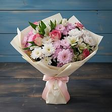 Букет цветов из:  Хризантемы, Альстромерии и Розы в Беспятово