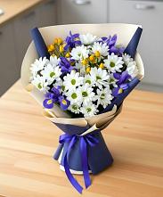 Букет цветов из:  Розы, Ирисы и Хризантемы #REPLACE_PRED# Беспятово